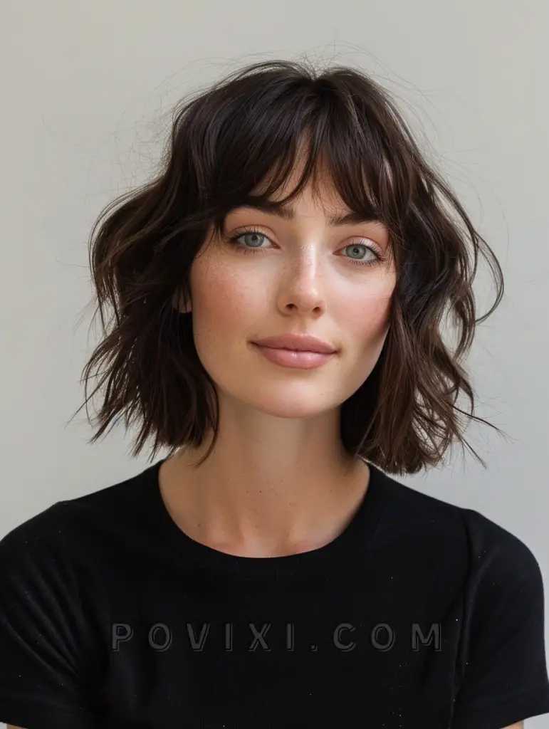 Explore 36 Trendsetting Lob Haircut with Bangs Styles for All Face ...