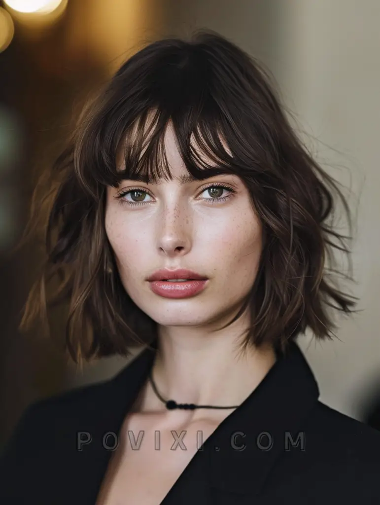 Explore 36 Trendsetting Lob Haircut with Bangs Styles for All Face ...