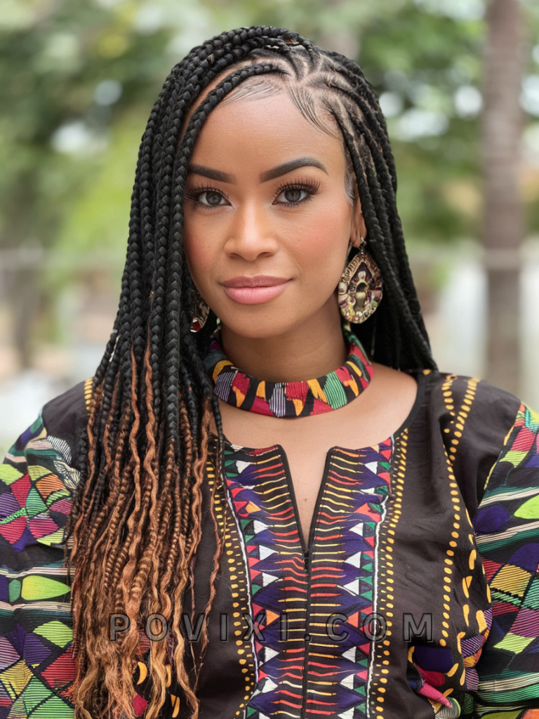 33 Braided Hairstyles 2025 For Women Braids Twists Goddess Cornrows A Medium Shot Of A Beautiful Woman With Fulani Bra QwS1WXQLQRqOeF0rm94hyA DLzQrtoNTuSwOpn2gsoAXA 768x1024