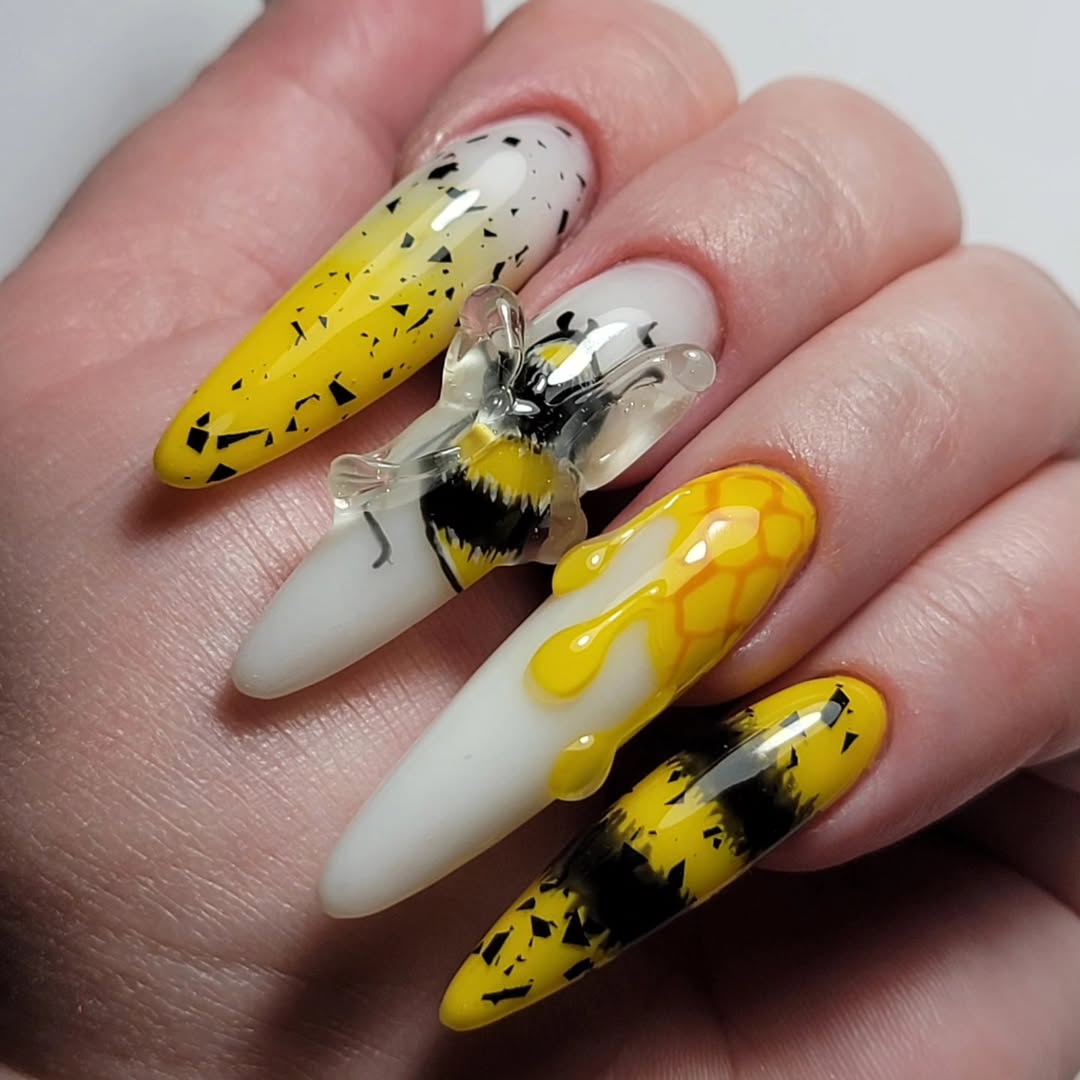 3D Beehive Buzz Coffin Nails