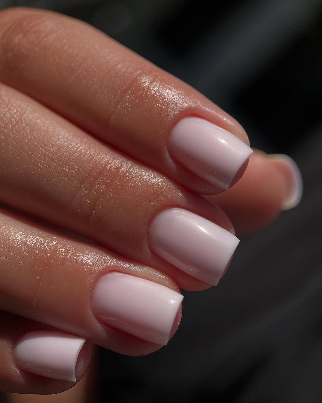 Baby Pink Glossy Short Square Nails