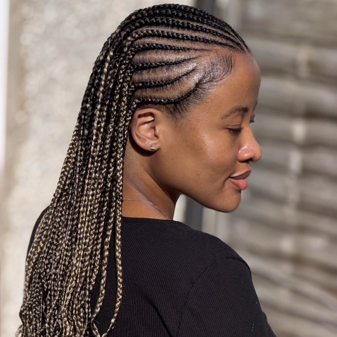 Blonde Tipped Cornrows With Slick Edges