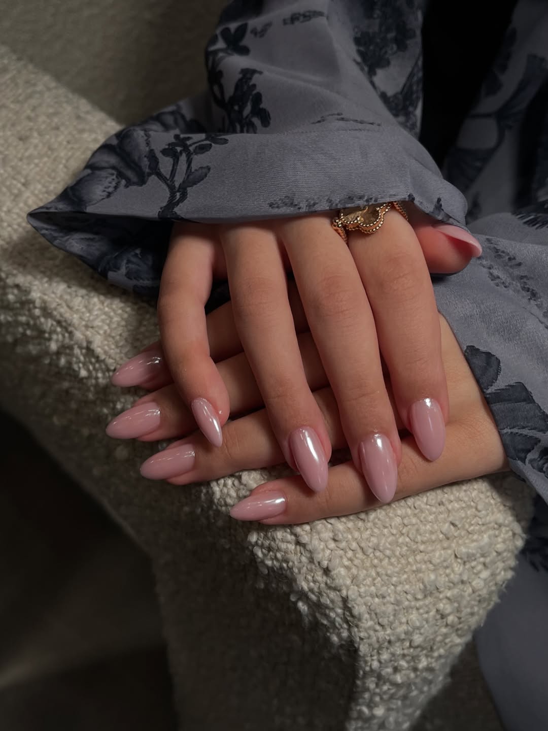 Blush Pink Almond Glossy Nails