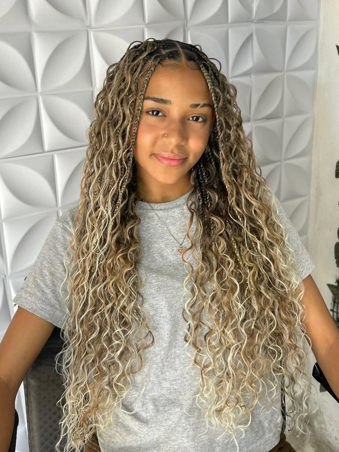 Bohemian Goddess Braids With Curly Honey Blonde Extensions