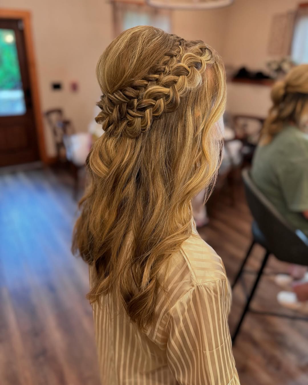Braided Crown With Loose Waves Half Up