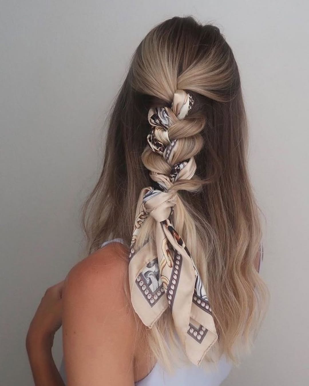 Braided Scarf Style With Loose Waves