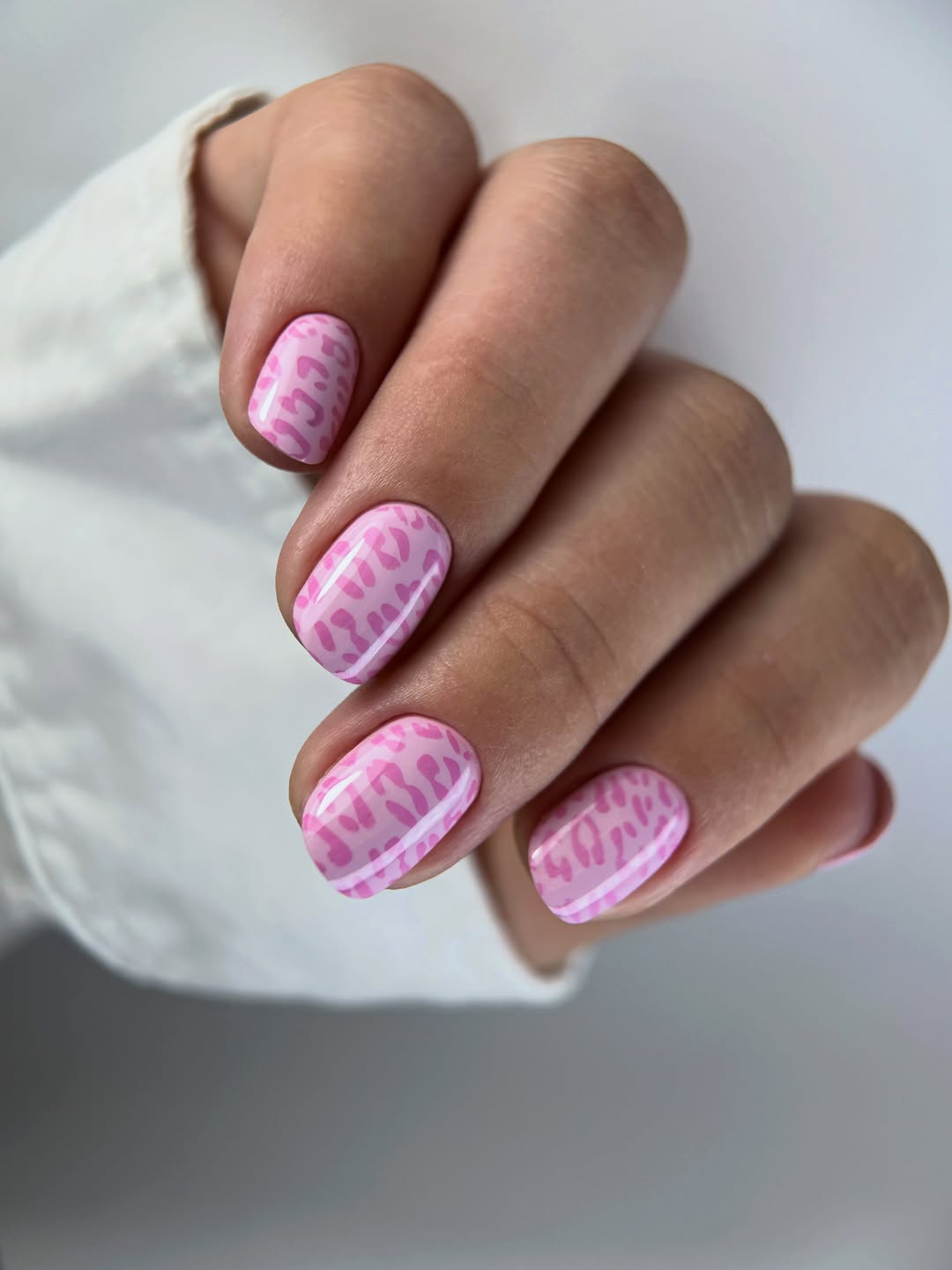 Bubblegum Pink Leopard Print With Glossy White Stripes