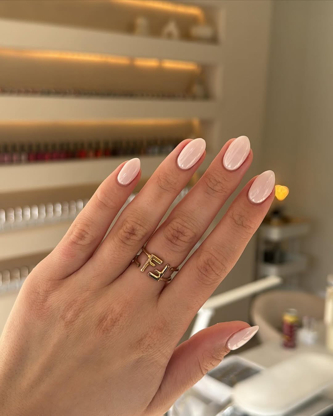 Chic Milky Pink Oval Nails