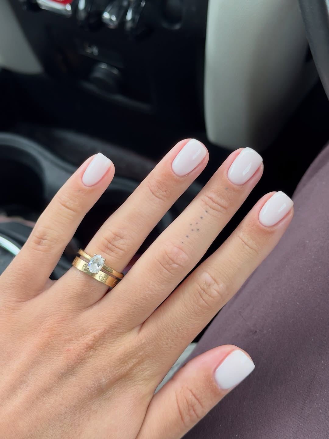 Chic Milky White Squoval Nails