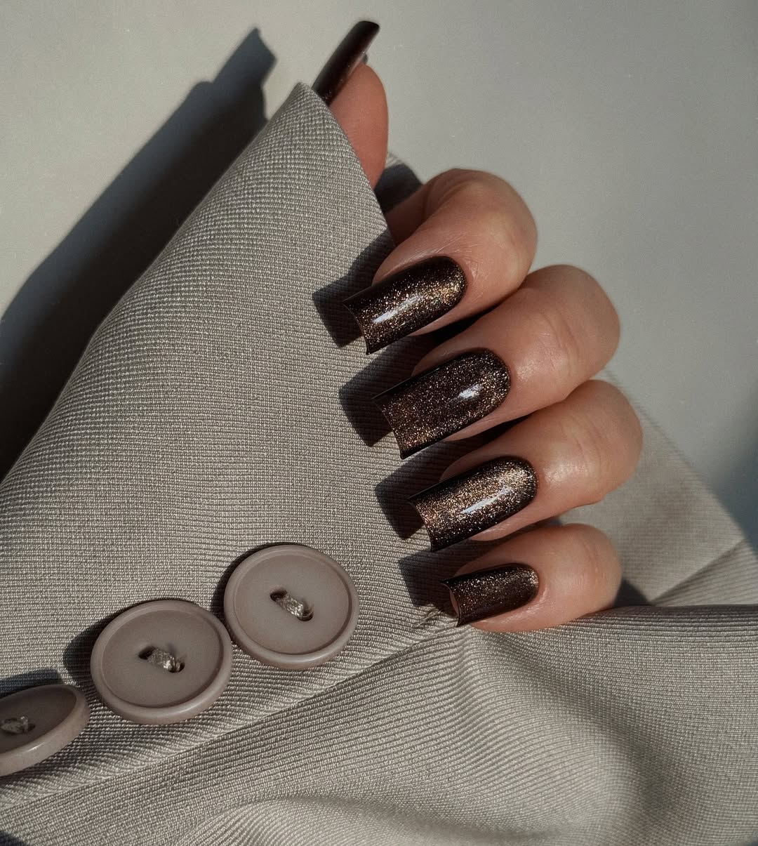 Chocolate Aura Cat Eye Square Nails
