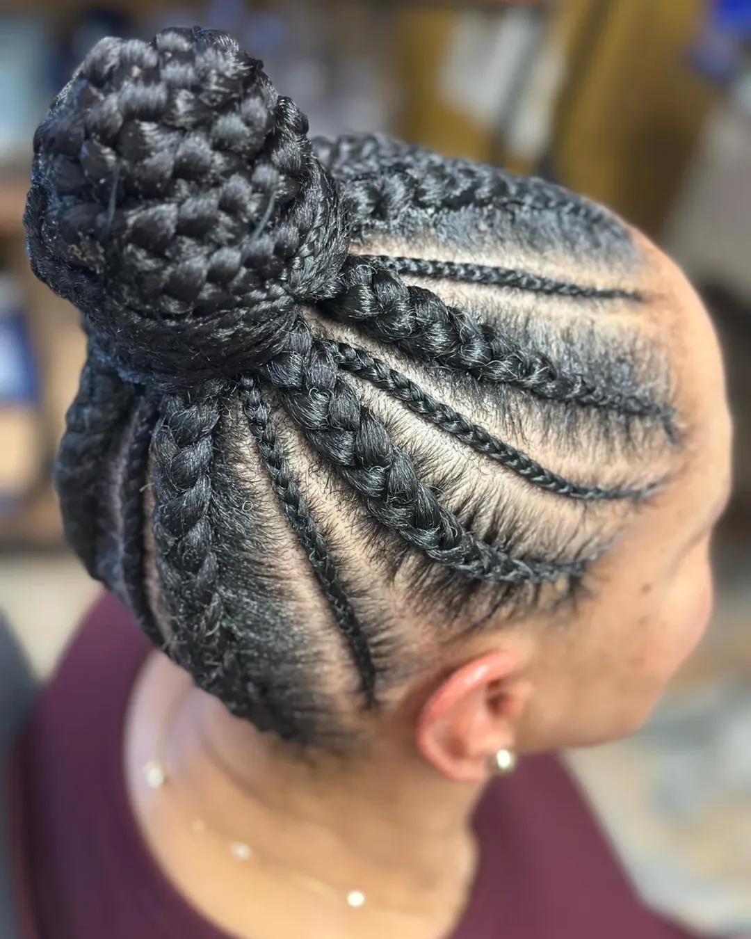 Classic Cornrow Updo With Sleek Bun
