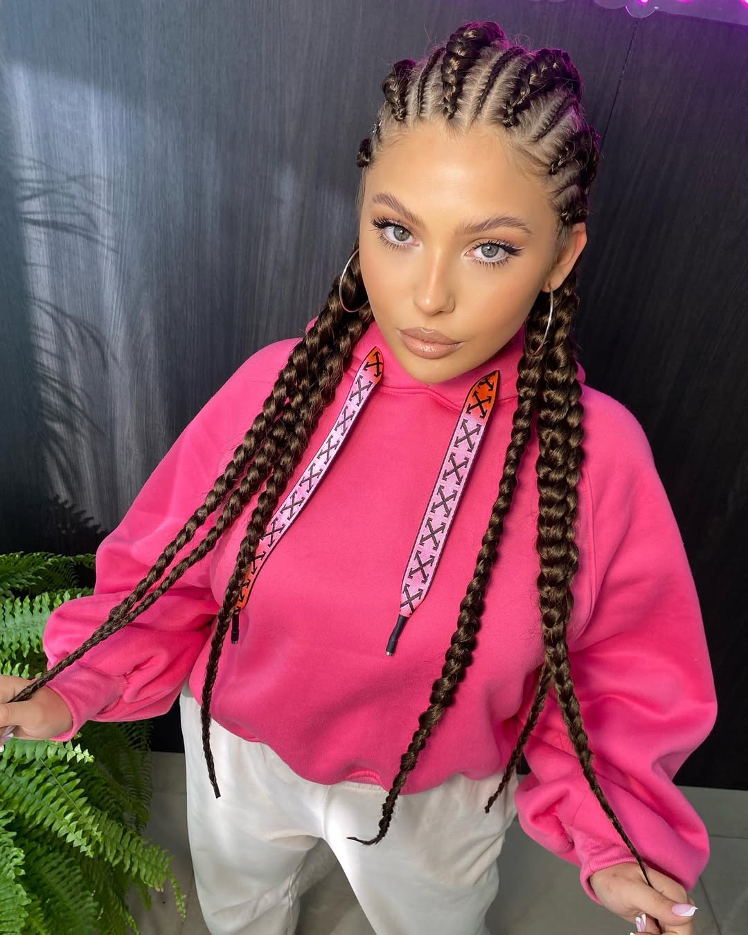 Classic Cornrows with Braided Extensions for Length