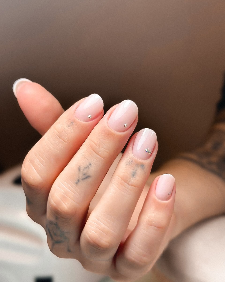 Classic French Almond with Subtle Sparkle Accents