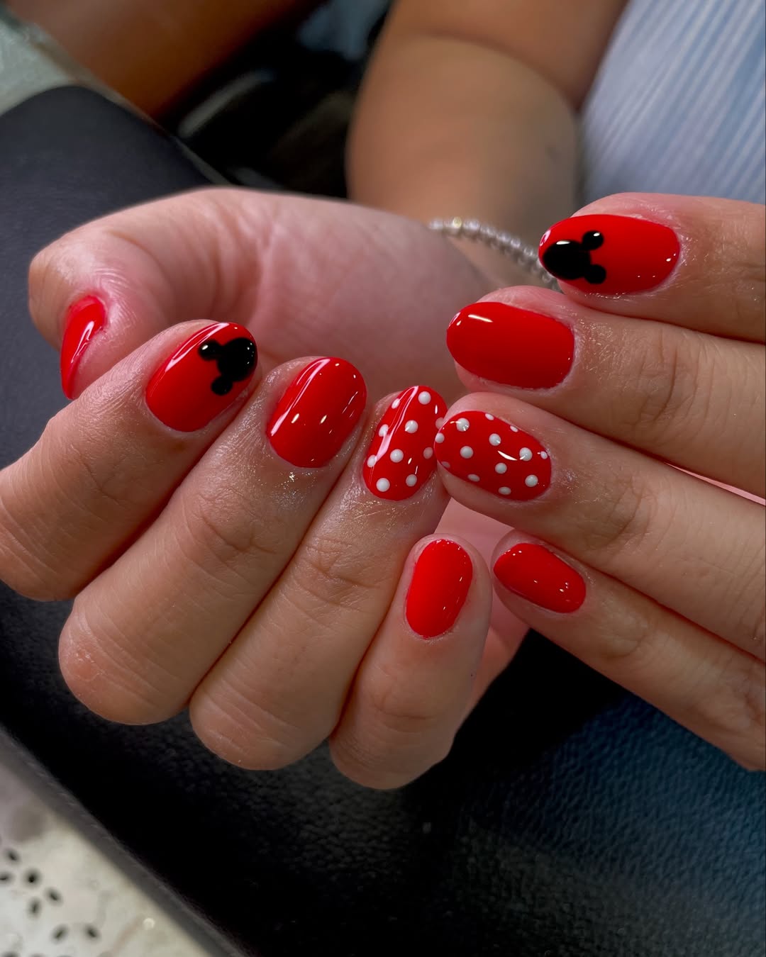 Classic Mickey and Minnie Red Polka Dot Nails