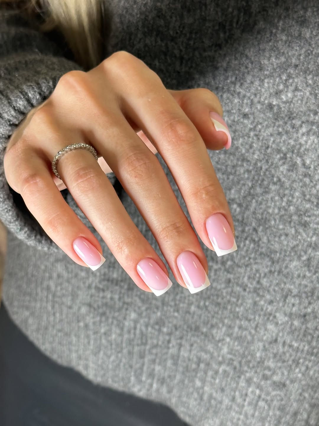 Classic Milky Pink Square French Mani