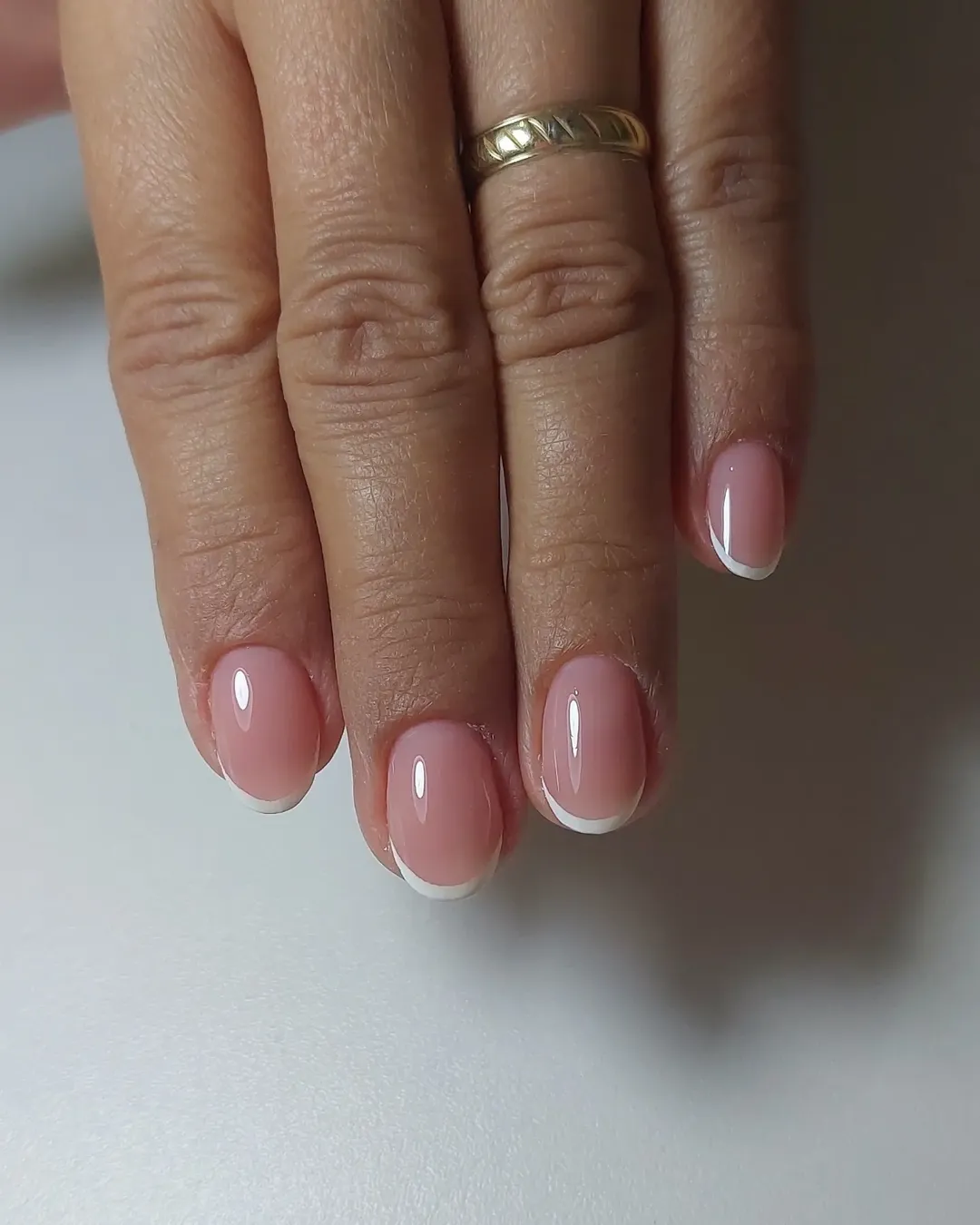Classic Pink and White Oval French Manicure