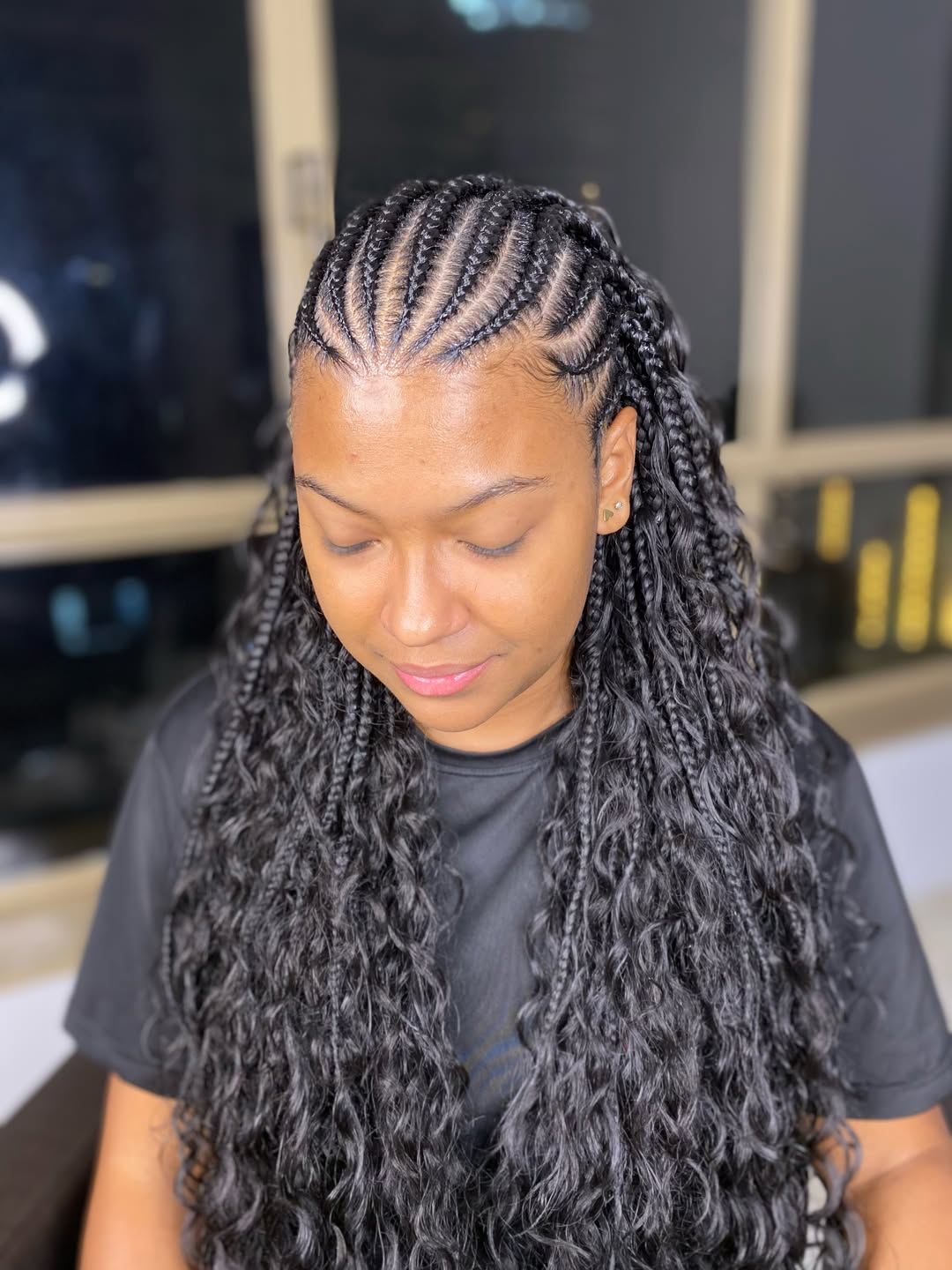 Cornrows Into Wavy Box Braids With Baby Hairs