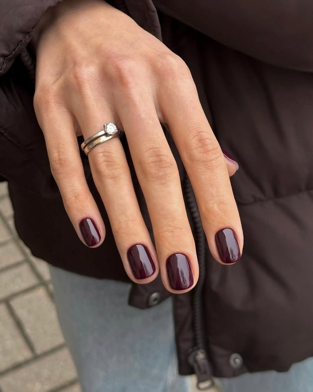 Deep Plum High Gloss Short Squoval Nails