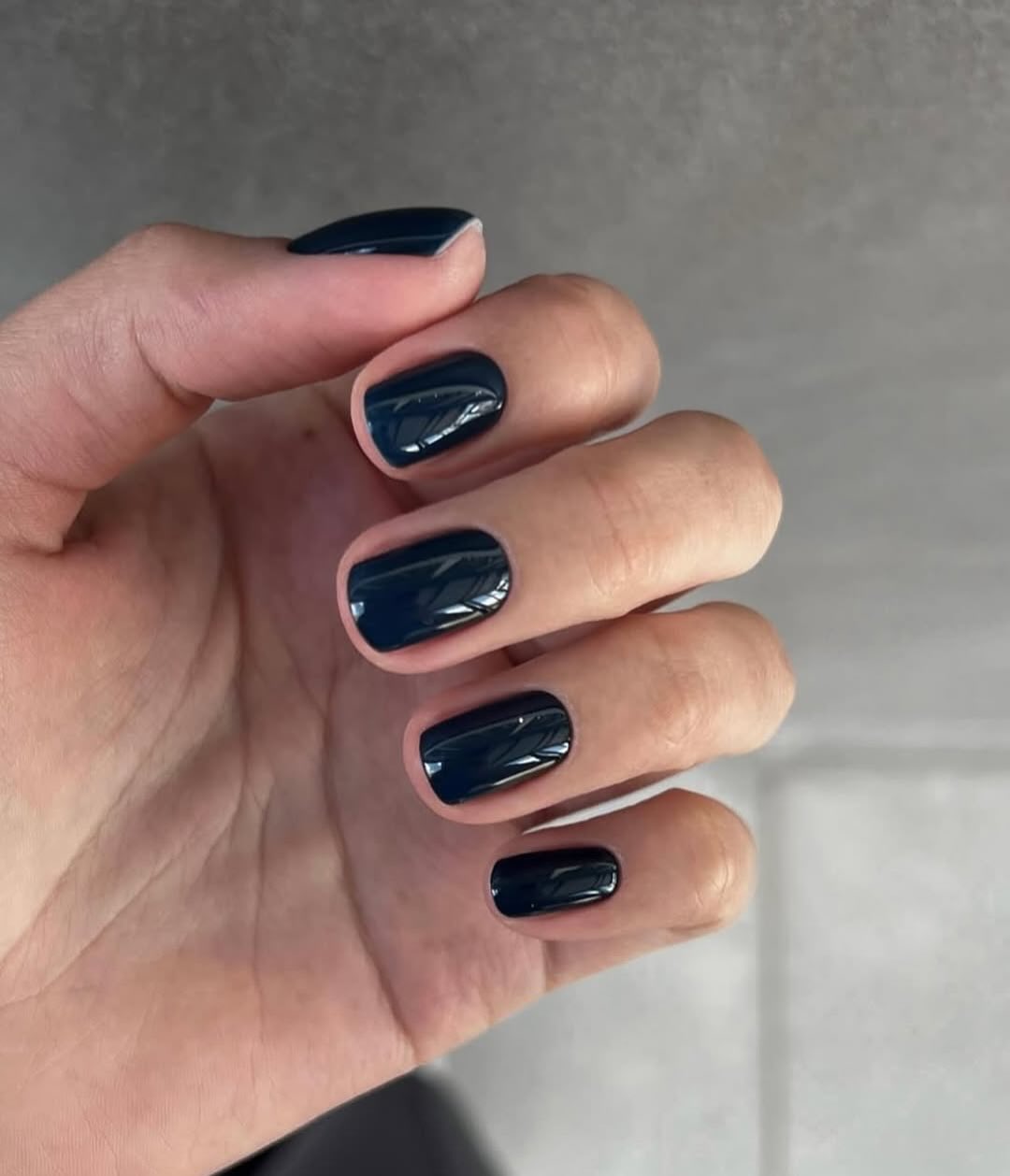 Deep Teal Glossy Short Oval Nails