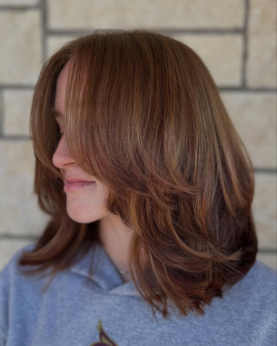 Dimensional Copper Balayage With Face Framing Layers