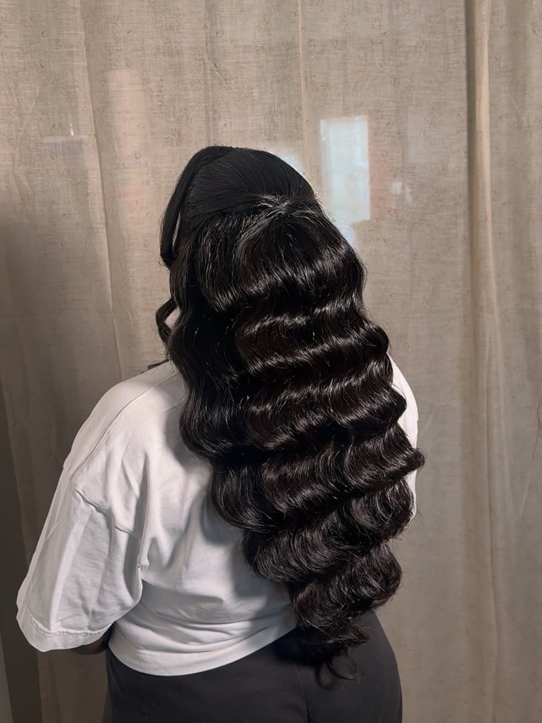 Elegant Half-Up Hollywood Waves