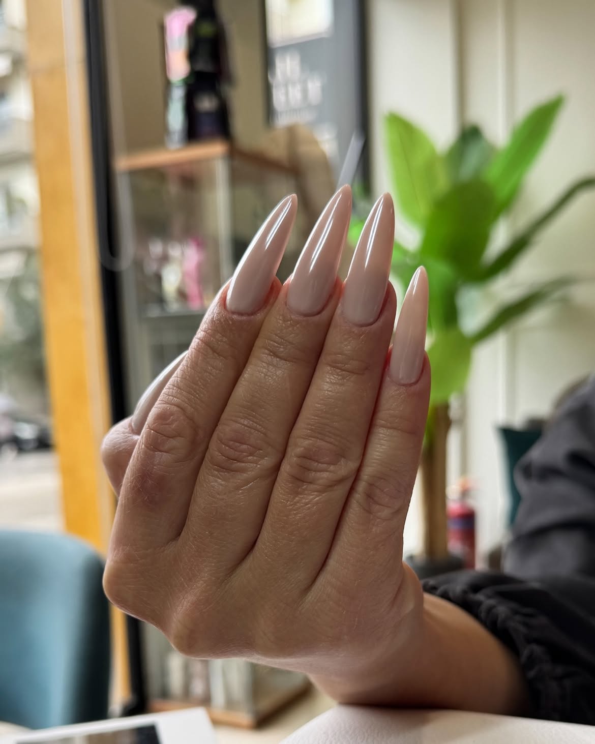Elegant Milky Nude Stiletto Nails