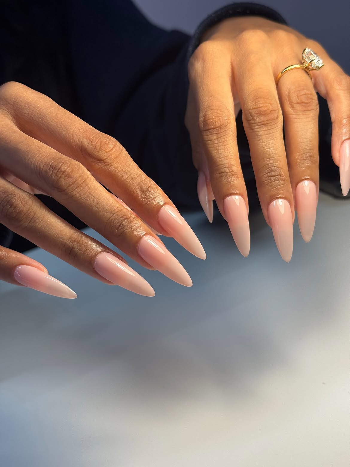Elegant Milky Pink Stiletto Gradient Nails