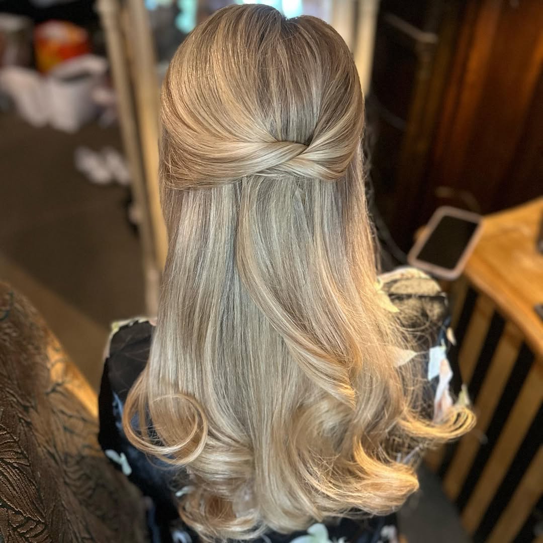 Elegant Twisted Half-Up Style With Soft Waves