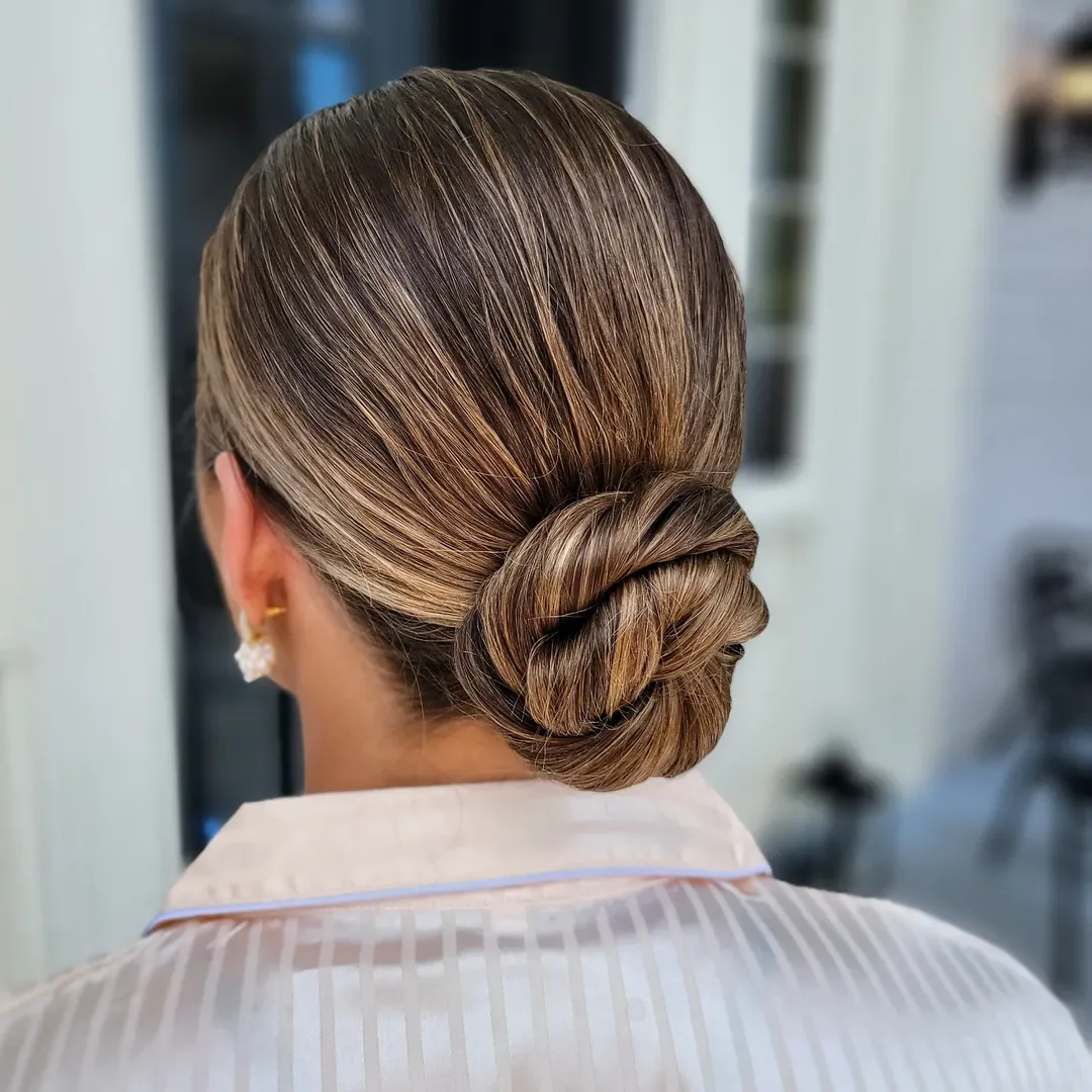 Elegant Twisted Low Bun For Bridesmaids