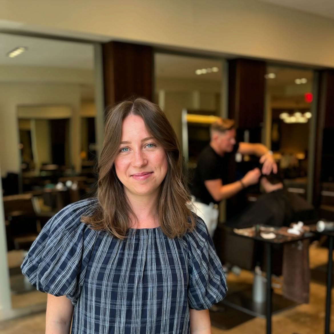 Face-Framing Layers With Subtle Waves And Caramel Balayage