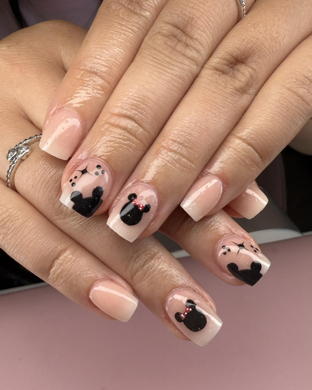Fun Minnie Mouse Character Overlay Nails