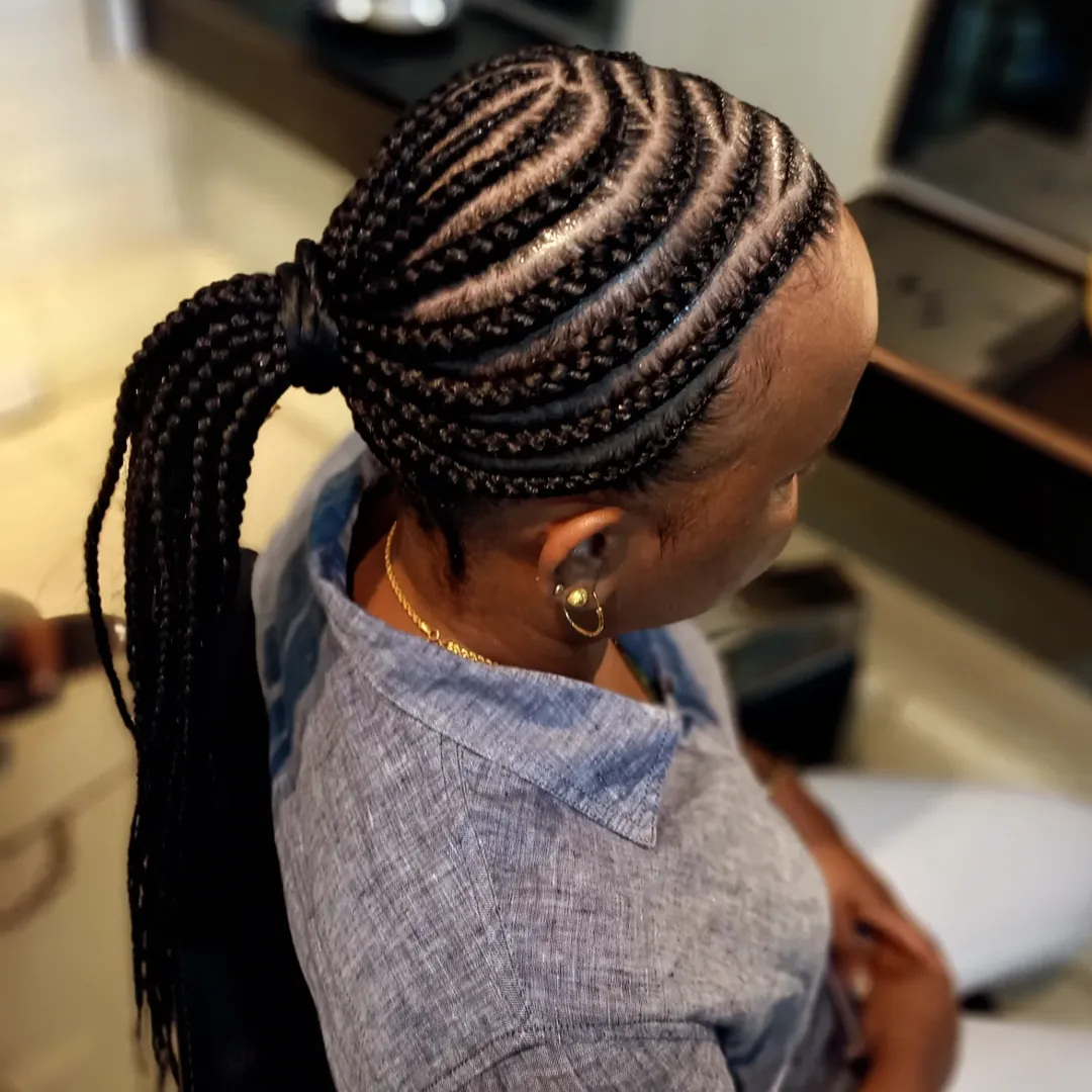 Geometric Cornrow Ponytail Updo
