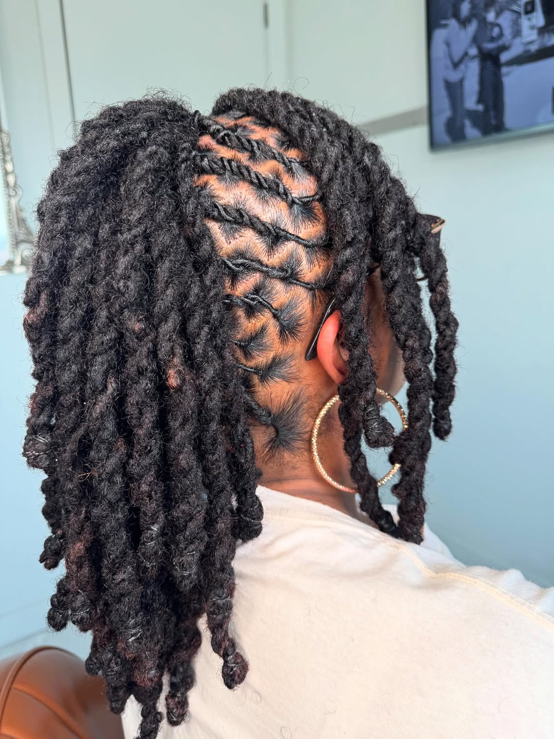 Geometric Pattern Intertwined Dreads Updo