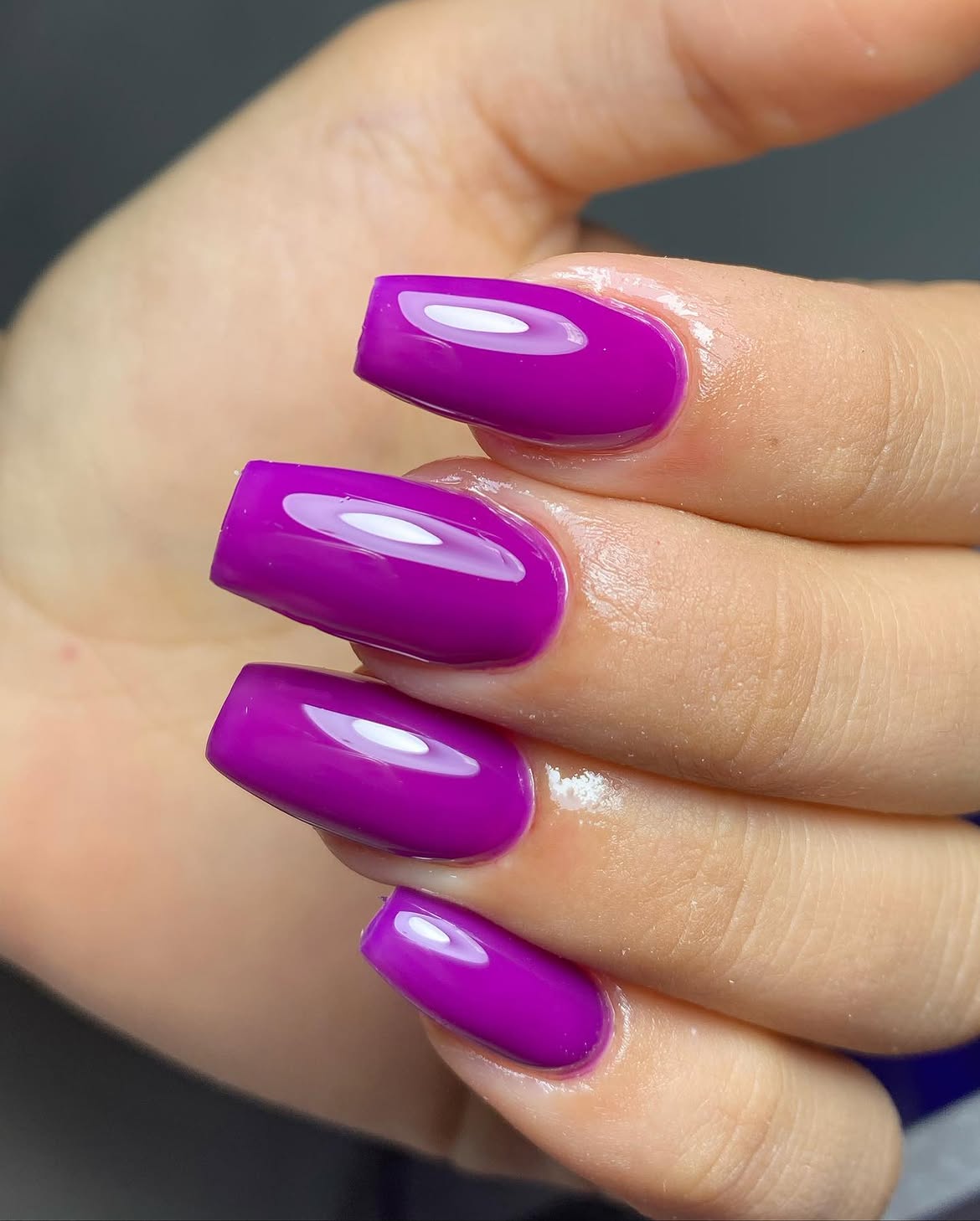 Glossy Vibrant Amethyst Coffin Nails
