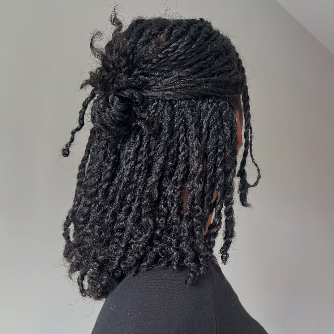 Half-Up Twisted Locs With Chic Top Knot