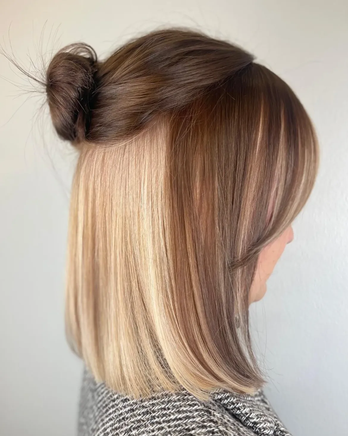 Hidden Blonde Money Piece With A Top Knot