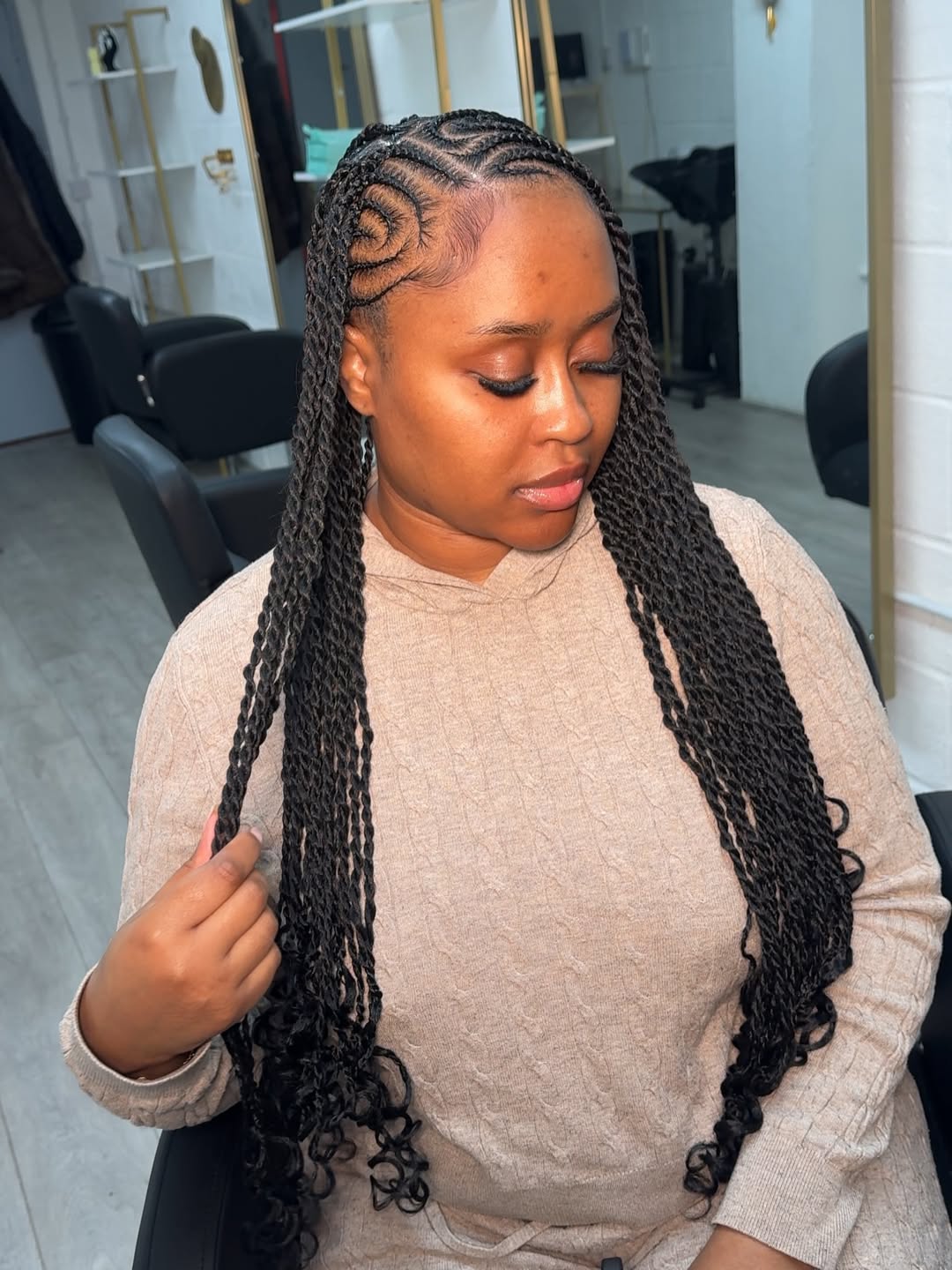 Intricate Braided Top With Long Kinky Twist Braids