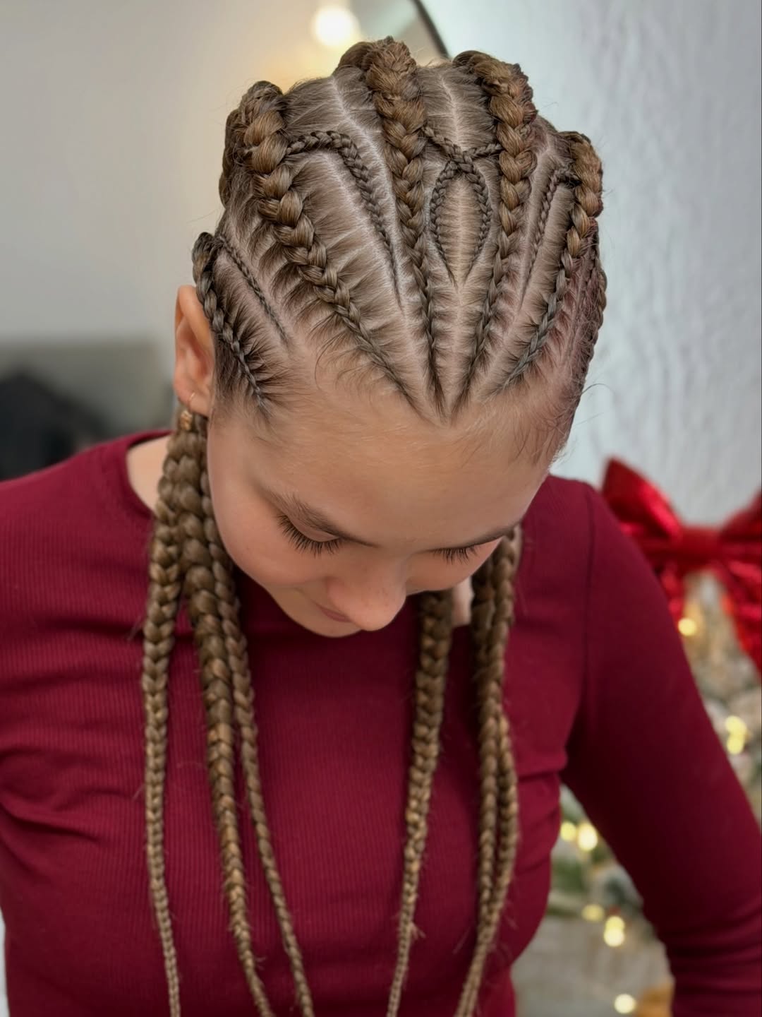 Intricate Cornrow Design With Honey Brown Braids