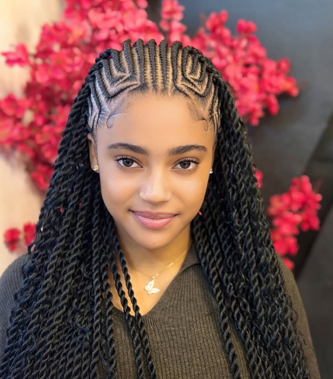 Intricate Cornrows With Long Passion Twists