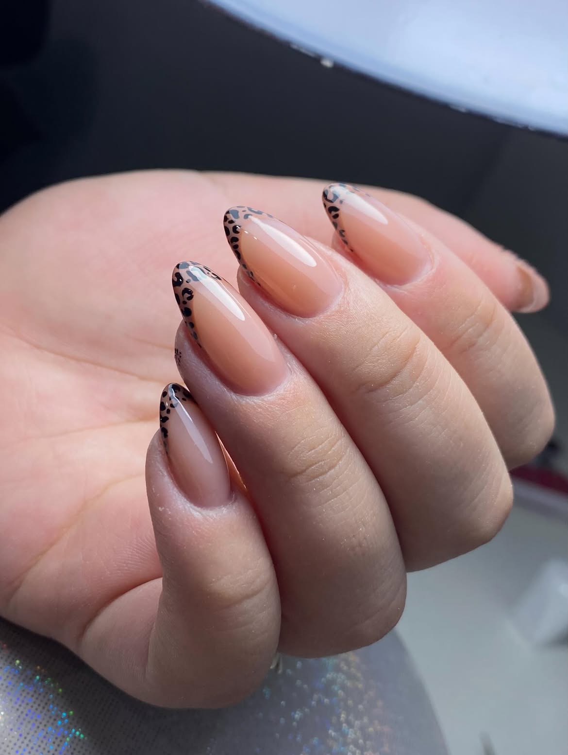 Leopard French Tip Almond Nails