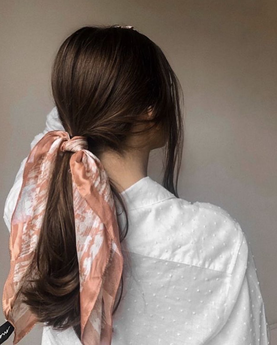 Low Ponytail With Scarf Accent