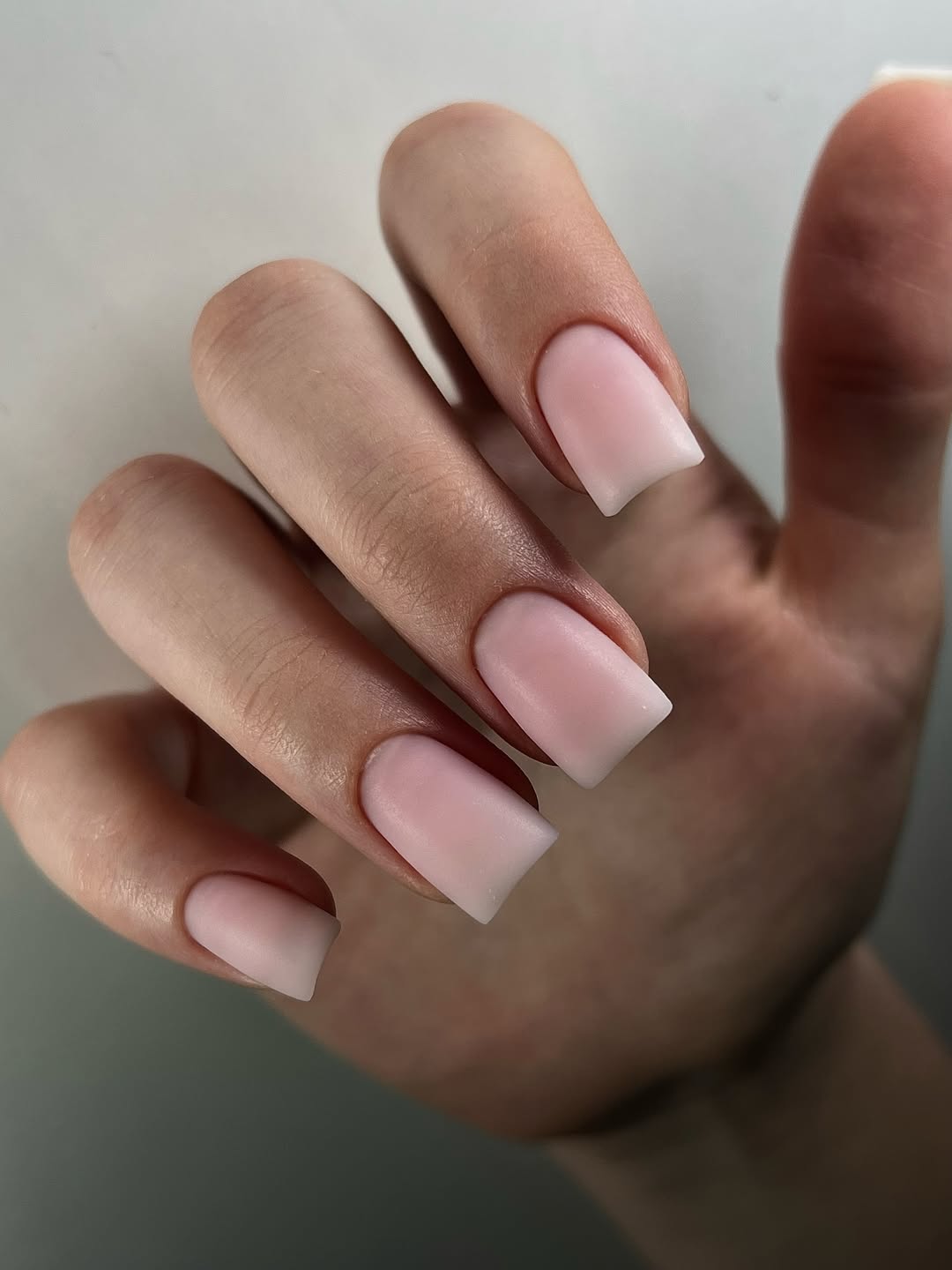 Matte Baby Pink Short Square Nails