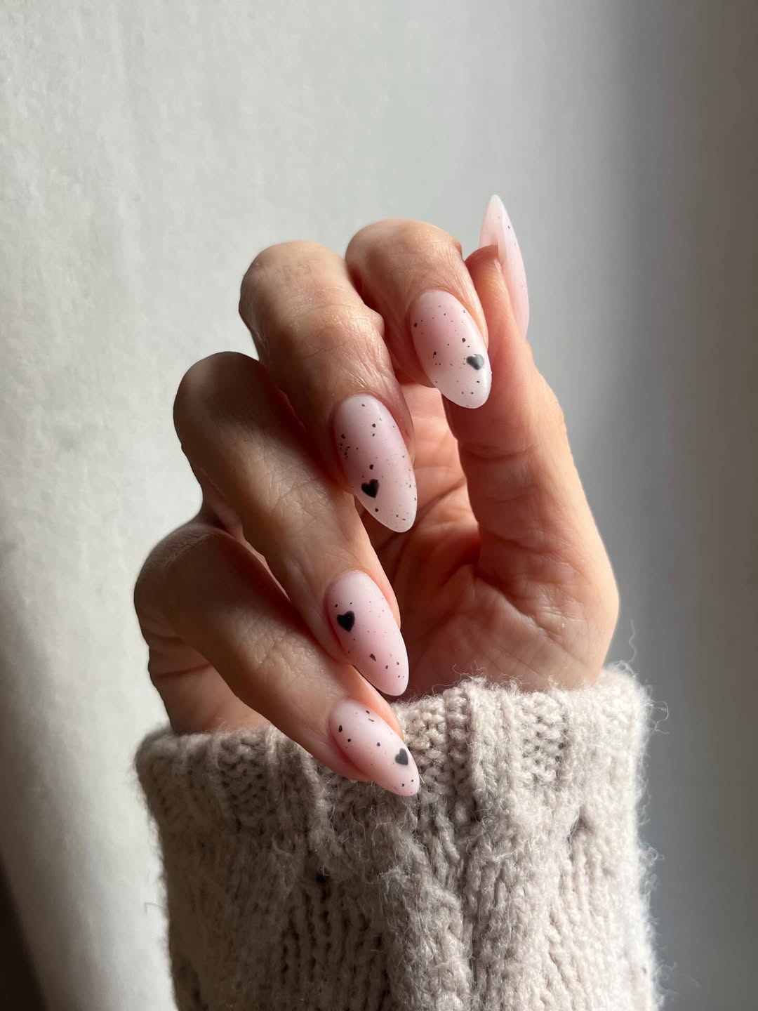 Matte Milky Pink with Black Heart Accents