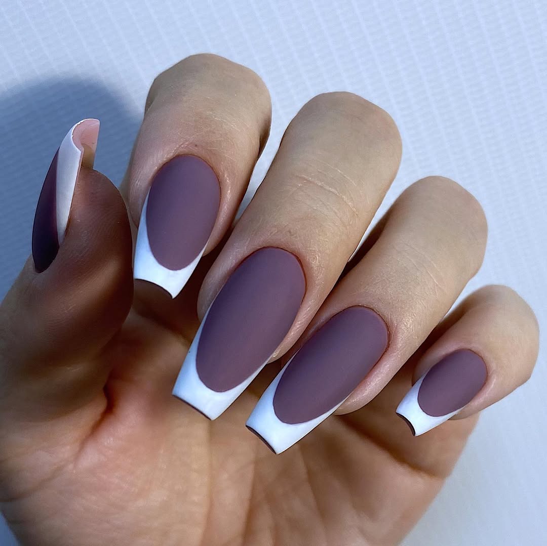Matte Muted Mauve Ballerina French Tips