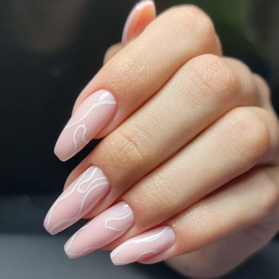 Matte Pink Swirl Ballerina Nails