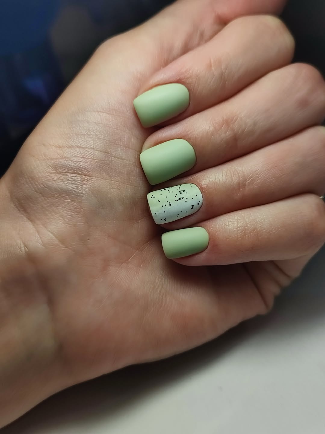 Matte Pistachio Speckled Accent Short Squoval
