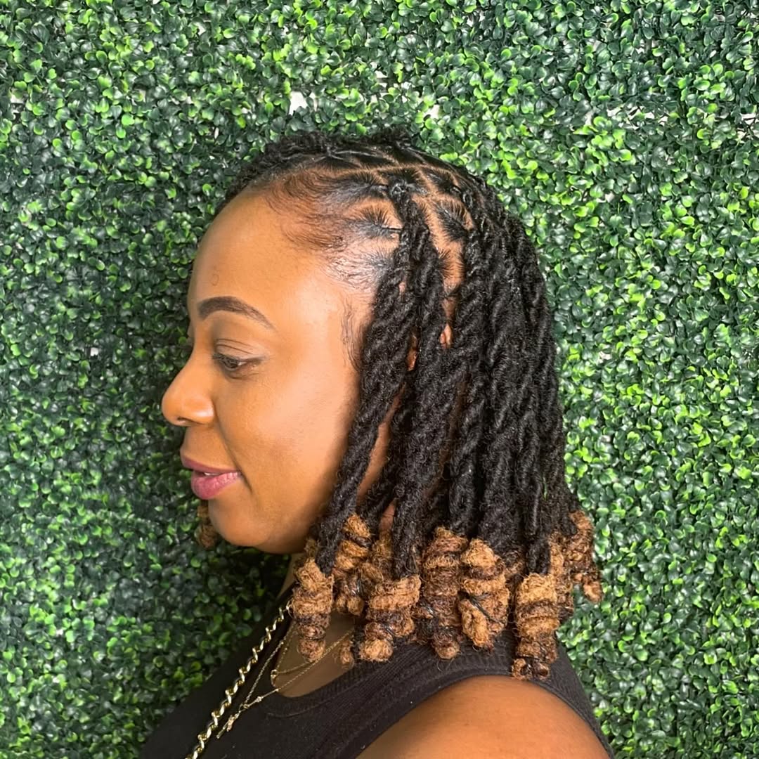 Mid-Length Twist Locs With Honey Blonde Curls