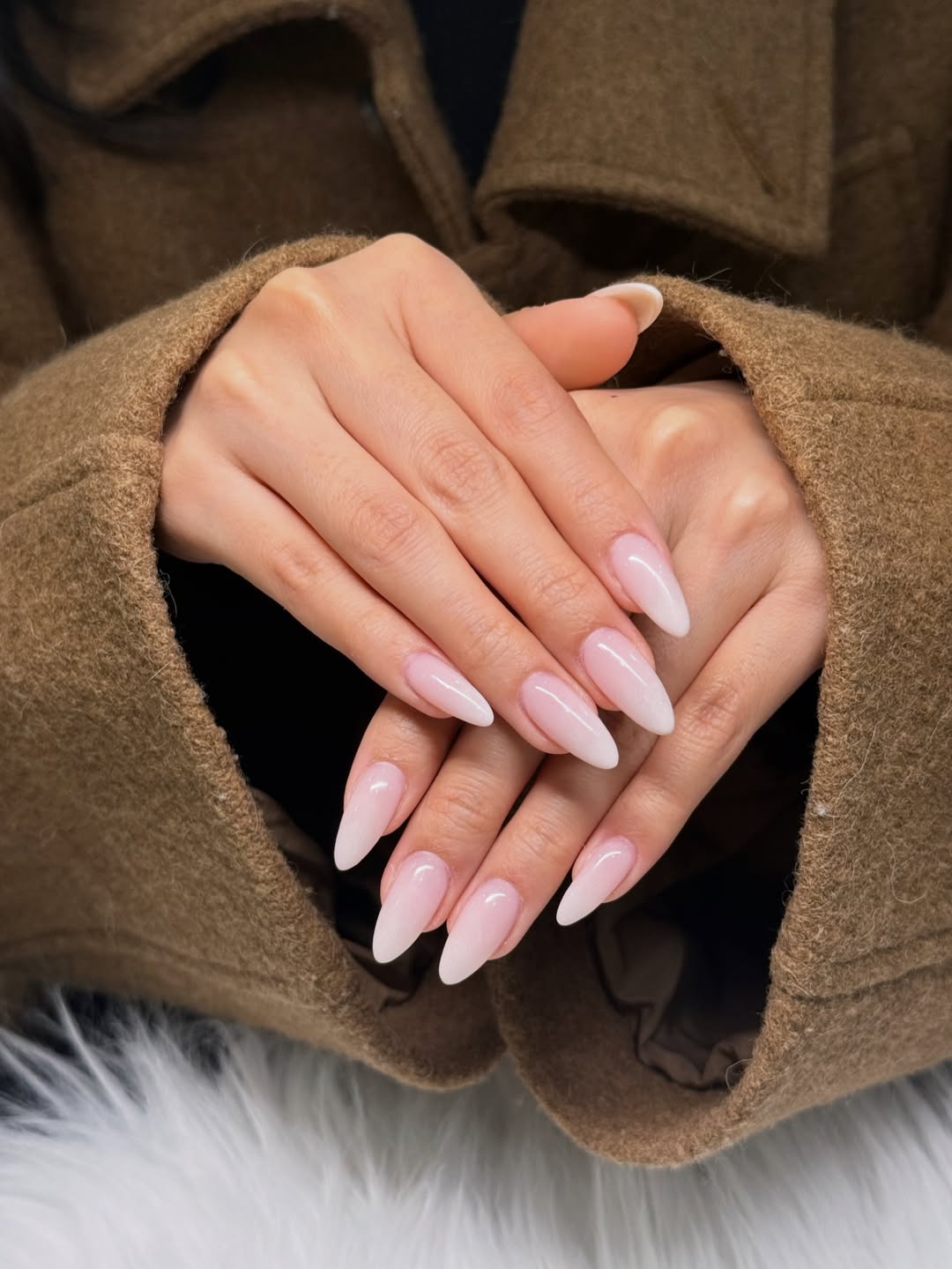Milky Pink Ombre Stiletto Nails