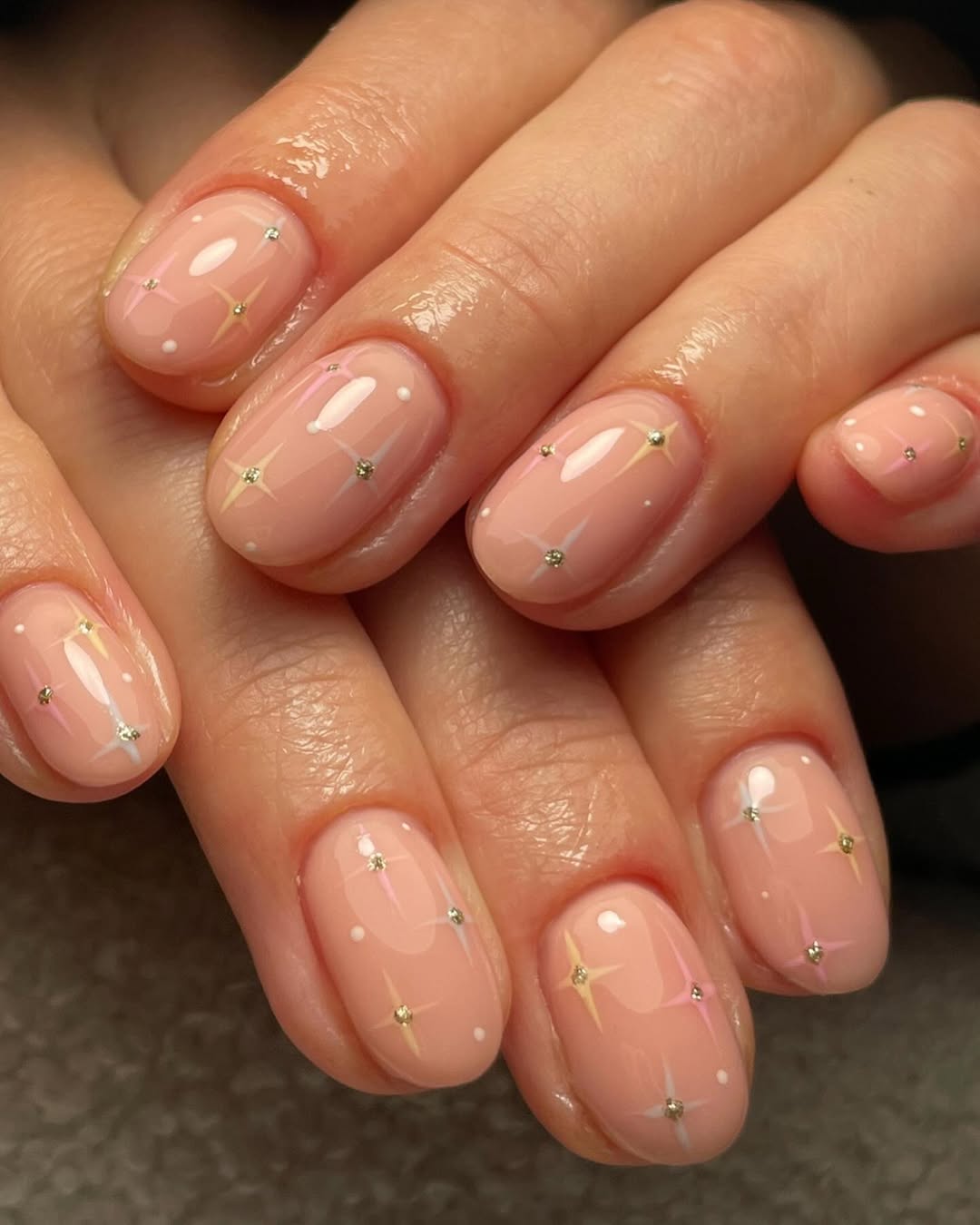 Milky Pink Starburst French Tips