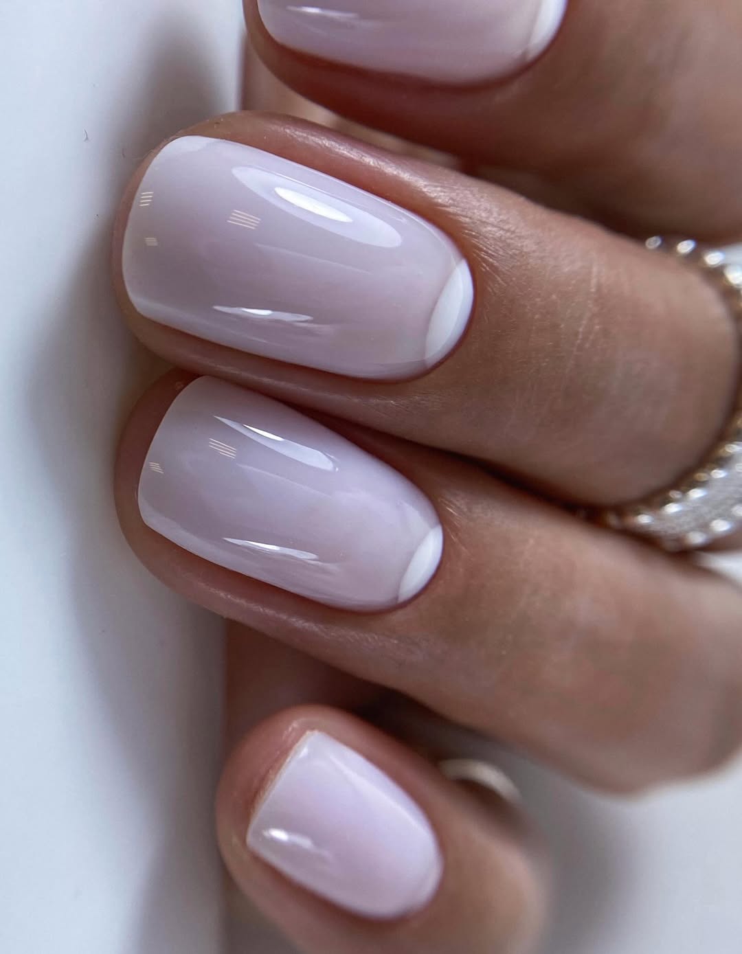 Milky White French Manicure with Soft Gloss